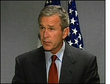 Photo of President George W. Bush after hearing of the terrorist attacks.